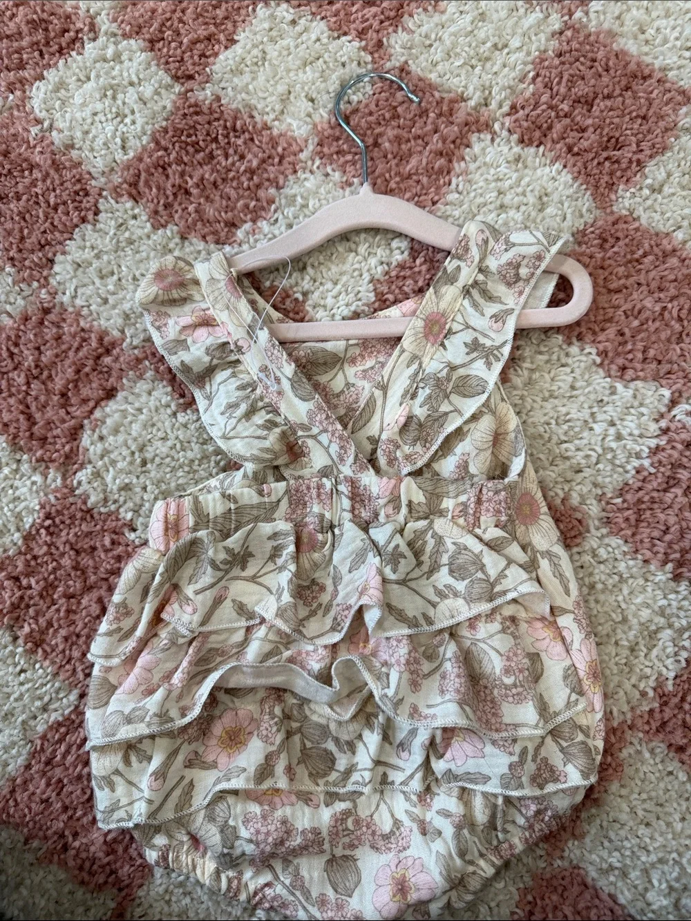 Floral Bubble Romper - Pink & Cream